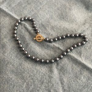 Unbranded gray bead gold toggle choker necklace